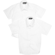 Girl's Twin Pack Short Sleeve School Blouse, White, 38" Chest