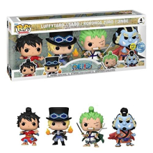 Figurine Funko Pop! One Piece Luffytaro - Sabo - Roronoa Zoro - Jinbe Glow in the Dark 4-Pack Exclusive