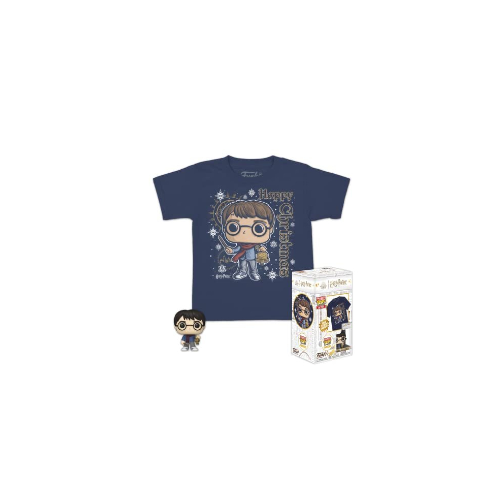 Pocket Pop! & Tee: Harry Potter - Holiday Harry - for Children and Kids - Medium - T-Shirt - Clothes With Collectable Vinyl Minifigure - Gift Idea -