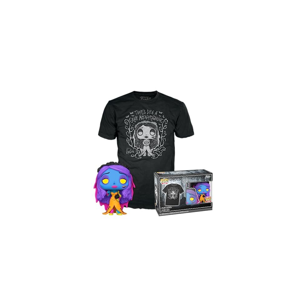 POP! & Tee: Corpse Bride - Emily - Blacklight - Medium - Warner Bros - T-Shirt - Clothes With Collectable Vinyl Figure - Gift Idea - Toys and Short