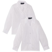 Girl's Revere Twin Pack Long Sleeve School Blouse, White, 34" Chest