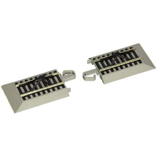 44591 (Snap-Fit E-Z TRACK HAYES BUMPERS (2/card) -NICKEL SILVER Rail With Gray Roadbed-HO Scale