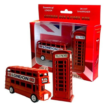 London Souvenir Pencil Sharpeners Set - Die Cast Metal Sharpener - British Souvenir England UK Gift - 2 x London Icons Pencil Sharpener Red Bus &