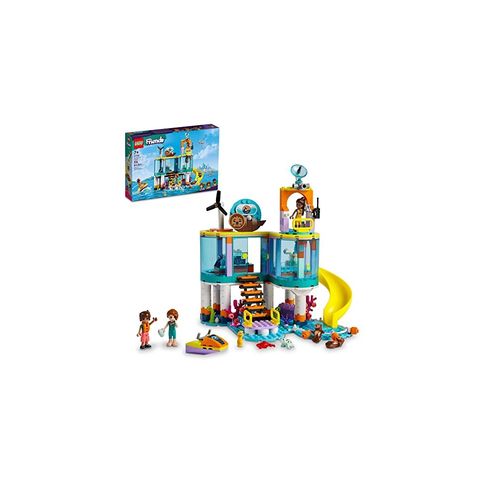 Friends Sea Rescue Center 41736 Building Toy for Ages 7+, with 3 Mini-Dolls, 2 Otters, a Seahorse, Turtle and Water Scooter, a Great Birthday Gift for