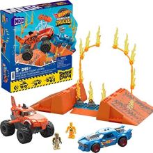 Hot Wheels Monster Trucks Building Toy Car, Smash & Crash Tiger Shark Chomp Course with 245 Pieces, 2 Figures and 1 Ramp, Kids Age 5+ Years, HKF88