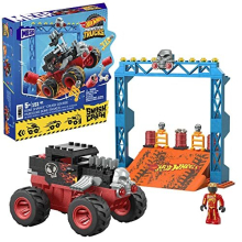 MEGA Hot Wheels Monster Trucks Building Toy, Smash & Crash Bone Shaker Crush Course with 151 Pieces, 1 Figure and 1 Ramp, Red, Kids Age 5+ Years,