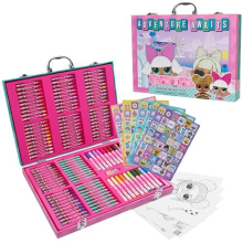 Painting Art Set Kids Colouring Sets Markers Colouring Pencils Art Supplies Travel Case - Girls Gifts (Pink 130 Pcs)