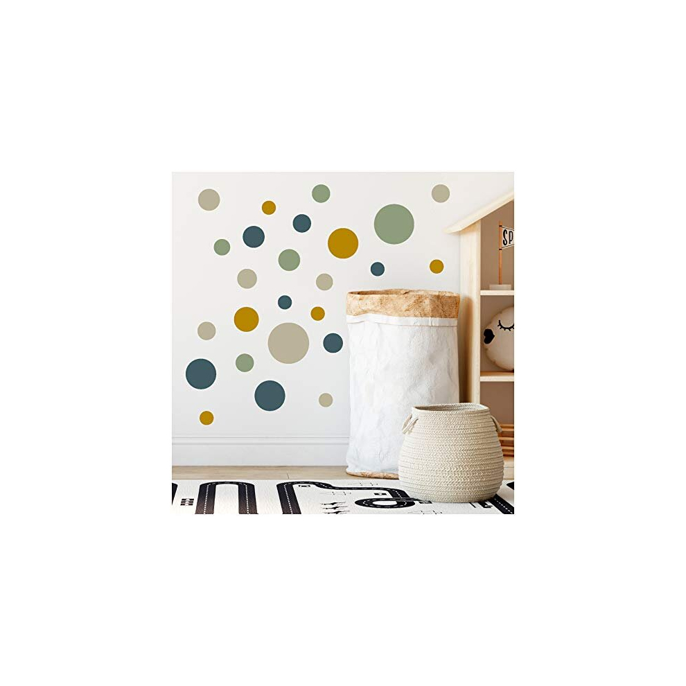 Yabaduu 100 Adhesive Dots Circles Dots Wall Sticker Children's Room Bedroom Baby Room Sticker Film Decoration Self-Adhesive For Boys Girls Pastel (Y035-3 Blue