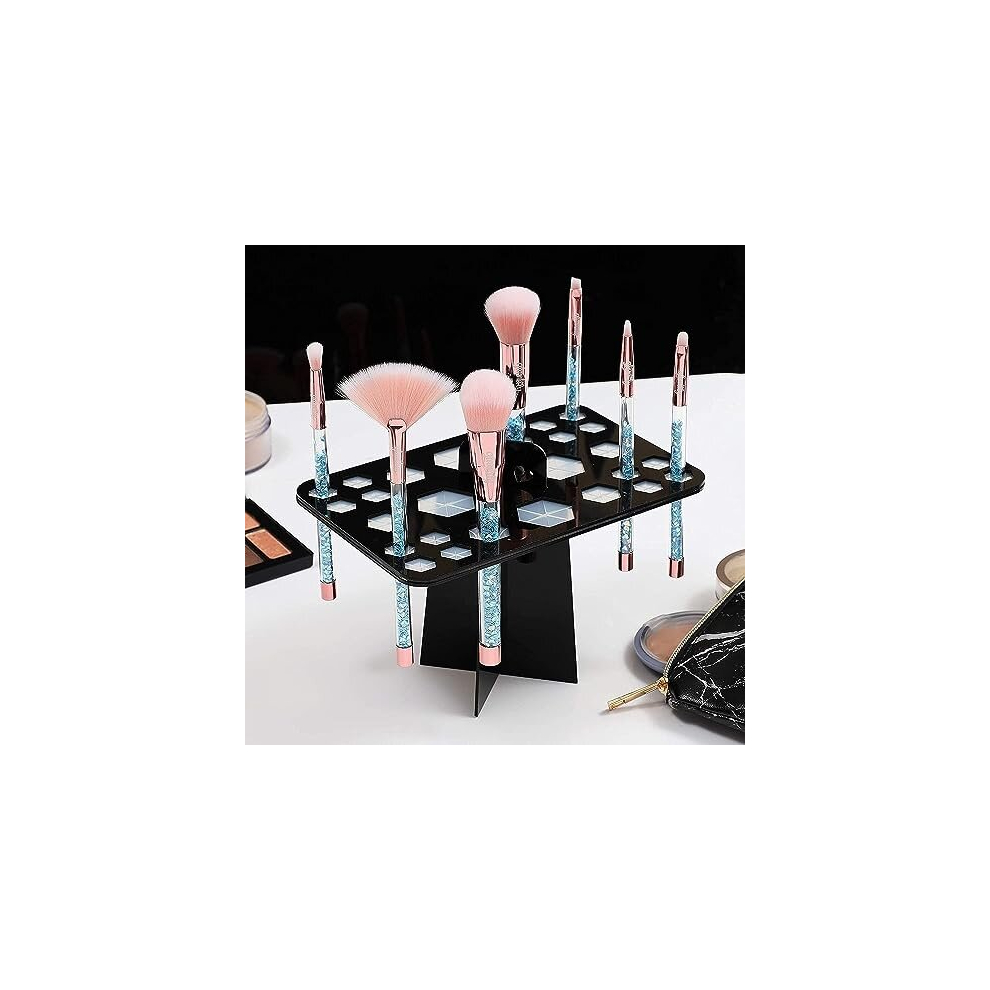 Vifer Black Makeup Brush Holder, 26 Holes Cosmetic Brush Drying Holder Folding Makeup Brush Holder
