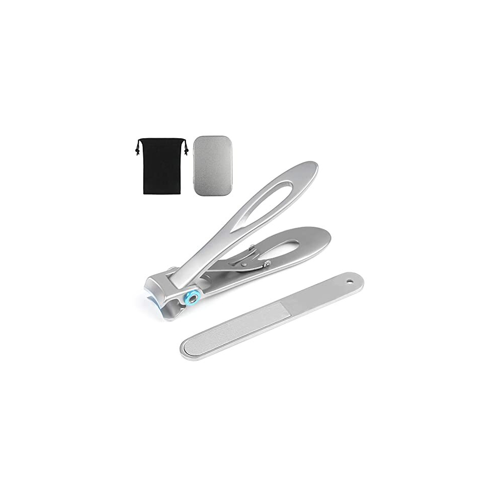 Uraqt Large Nail Clippers For Thick Nails, Strong Toenail Clipper With Nail File Set, Heavy Duty Stainless Steel Nail Cutter With Metal Case For Men And