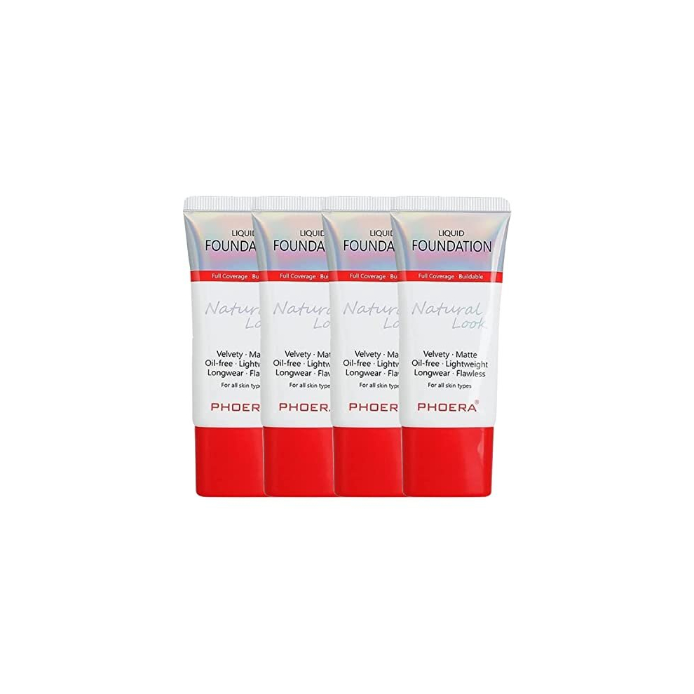Glamza Phoera Foundation Full Coverage Makeup Set - 24Hr Long Lasting Oil Control - Same Foundation Smarter Packaging - Inc X4 30Ml Foundation & Silicone