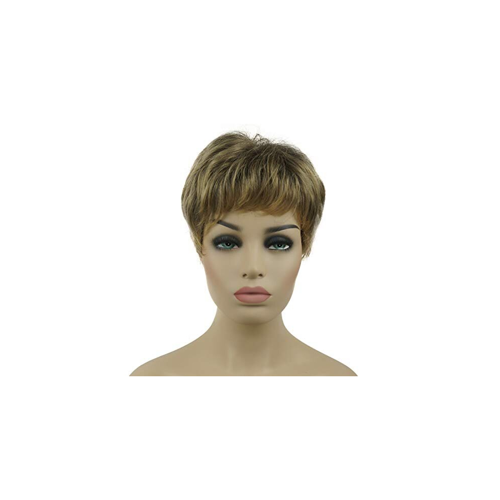 Lydell Unisex 6" Women Wigs Short Curly Hair Synthetic Full Wig 6T24b