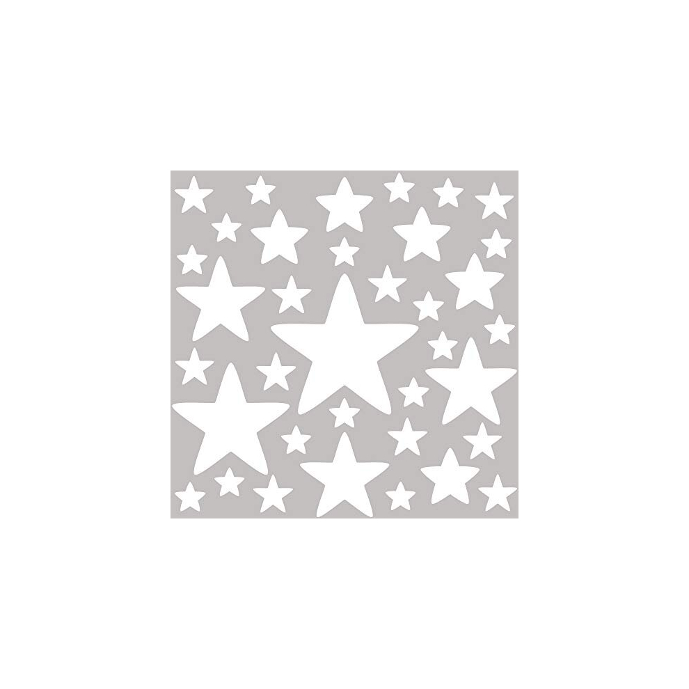 Set Of 36 Star Wall Stickers Kids - Nursery Decor Easy To Apply - Decals For Bedrooms For Girls Boys White Premyo