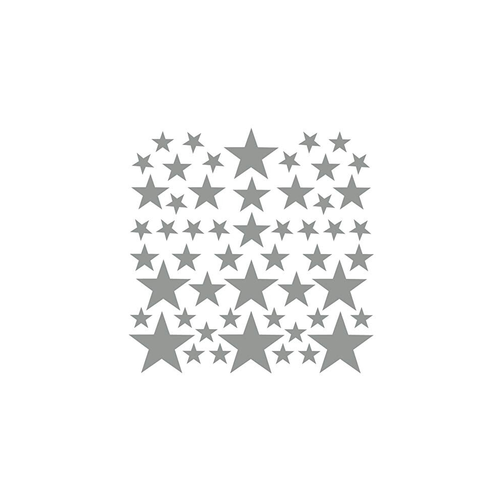 Set Of 54 Star Wall Stickers Kids - Nursery Decor Easy To Apply - Decals For Bedrooms For Girls Boys Grey Premyo