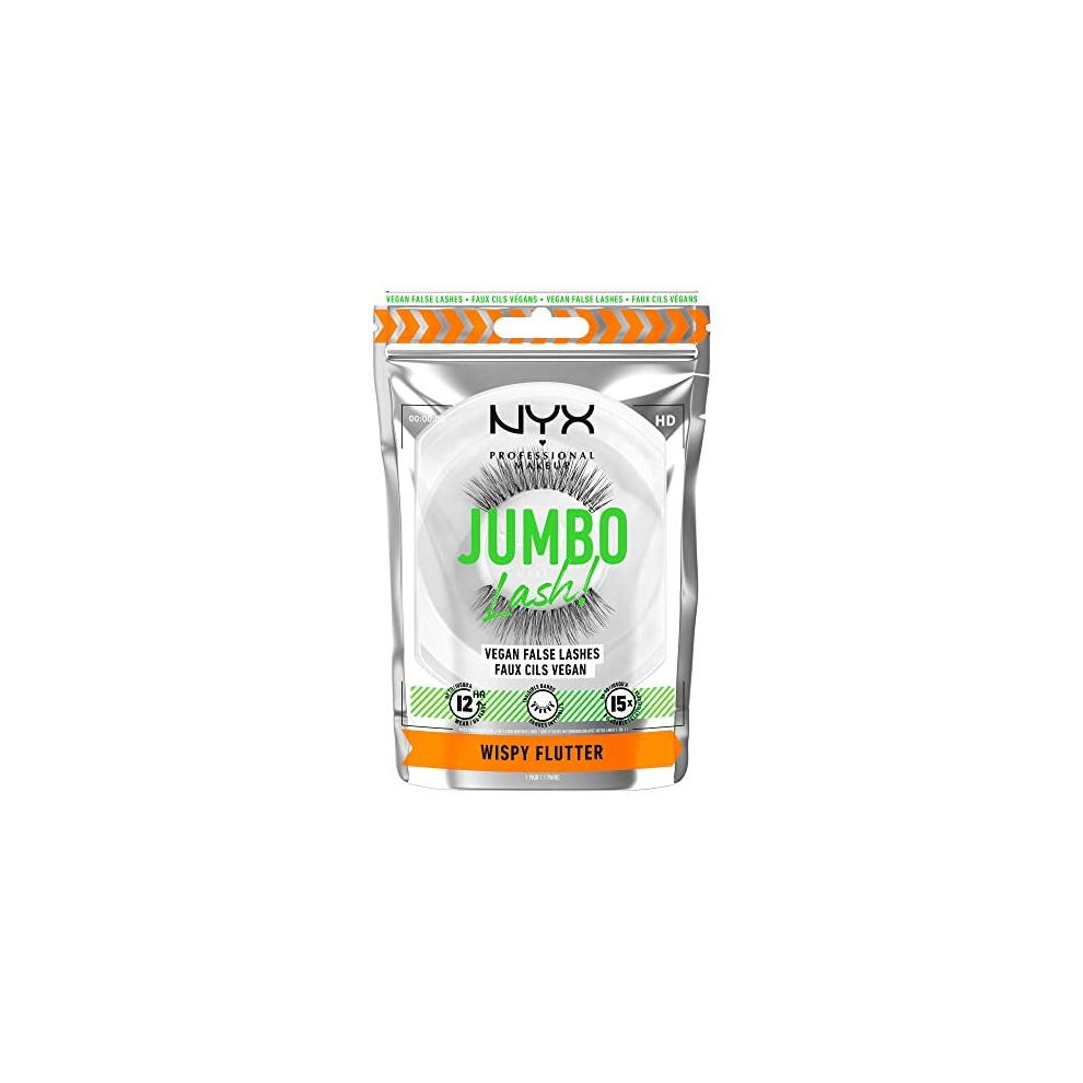 NYX PROFESSIONAL MAKEUP Jumbo Lash! Vegan False Eyelashes Up to 12HR Wear Reusable Fake Lashes - Wispy Flutter