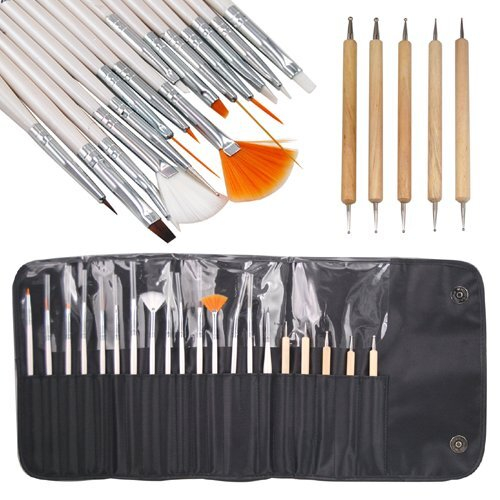 20pc Nail Art Design Painting Dotting Detailing Pen Brushes Bundle Tool Kit Set 1