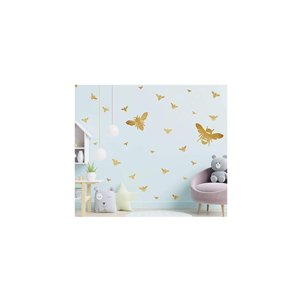 Bee Wall Decals Honey Bee Wall Decor Bee Wall Stickers Honey Bee Decals, Honeycomb Wall Decals, Nursery Wall Decor Peel&Stick And Removable Gold Easma
