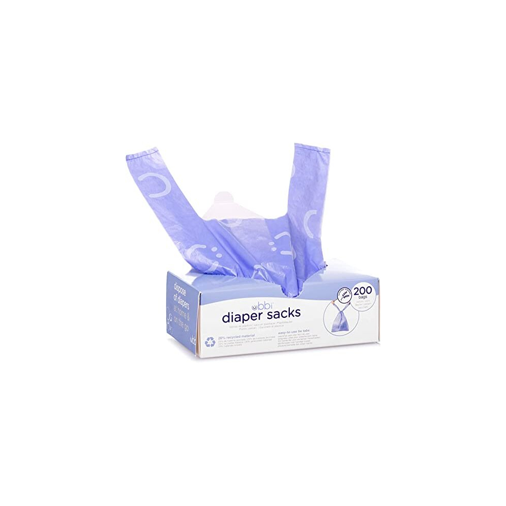 Disposable Diaper Sacks, Scented, Easy-To-Tie Tabs, Baby Nappy Disposal Or Pet Waste Bags, 200 Count Lavender Ubbi