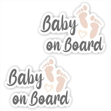 2 x Baby on Board Sticker 12 x 9 cm on Board in Car Film Sticker Kids Children Funny Cute 2 Footprint Foot Tuning Decal