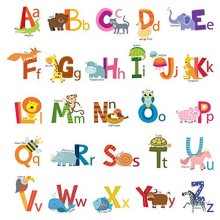DS-8002 Animal Alphabet (Small) Kids Wall Stickers Decals Peel and Stick Removable for Nursery Bedroom Living Room Art murals Decorations
