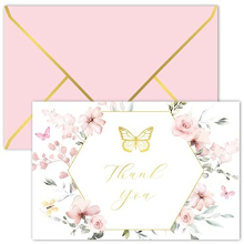 4x6 Butterfly Dream Thank You Cards with Envelopes (Bulk 20-Pack) Baby Shower, Bridal Shower, Wedding, Greeting, Blank Notes Box Assorted Stationary