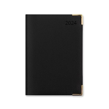 Letts Connoisseur A5 day to a page with appointments 2024 diary - black