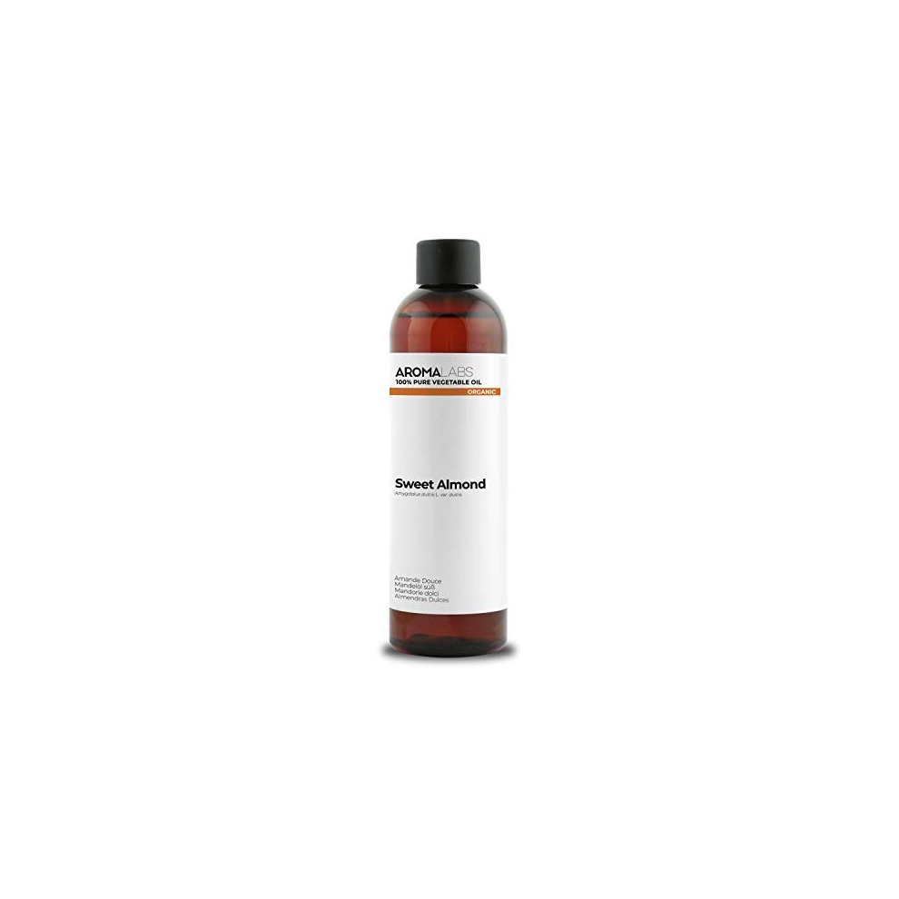 ORGANIC - SWEET ALMOND Oil - 250mL - 100% Pure, Natural, Cold Pressed and AB Certified - AROMA LABS (French Brand)