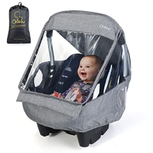 Universal Baby Car Seat Rain Cover,Infant Car Seat Weather Shield with Bag,Handle Opening,Quick-Access Zipper and Side Ventilation,Necessary