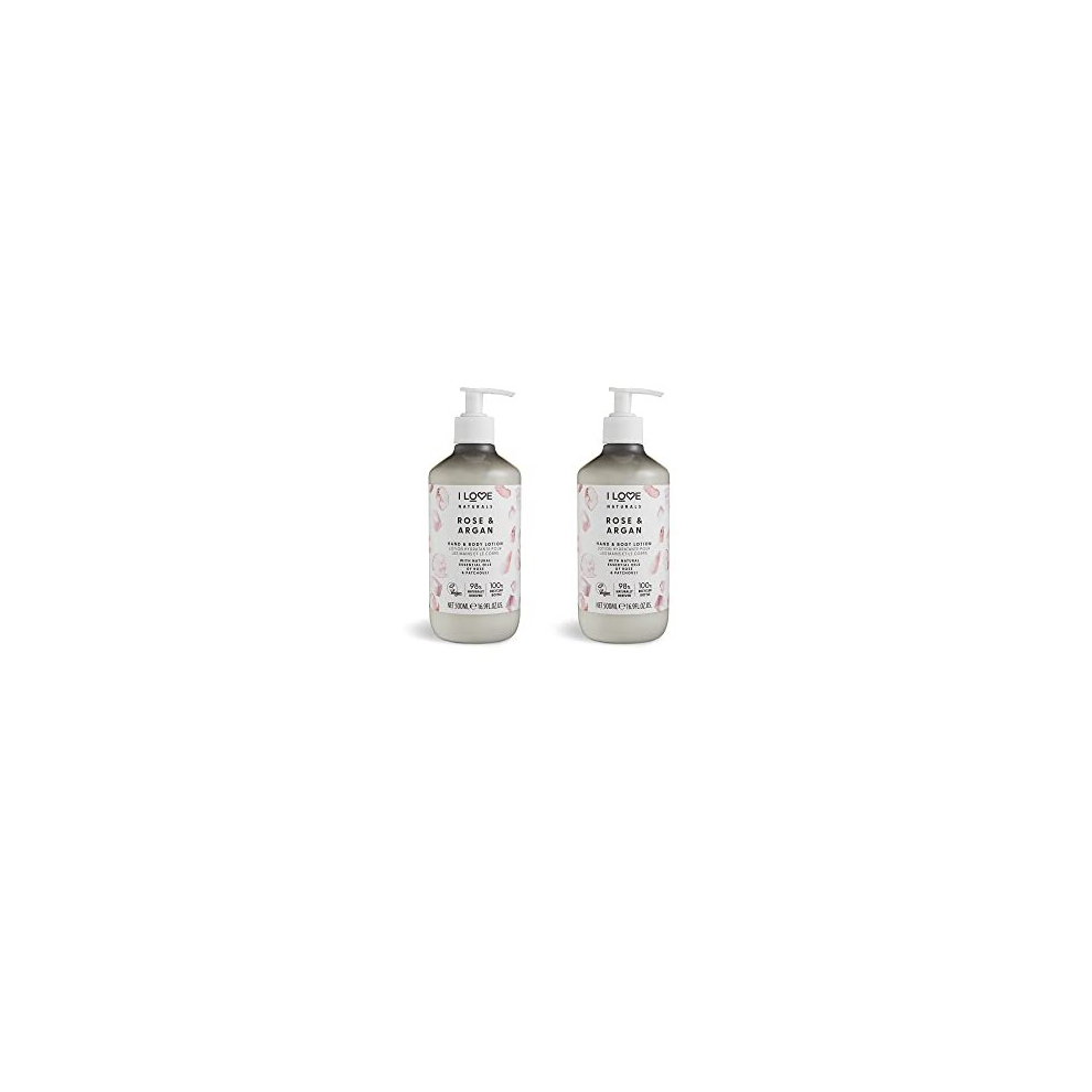 Naturals Rose & Argan Hand & Body Lotion, Essential Oils Of Rose & Patchouli, Crafted With Ingredients Such as Shea Butter, 2 x 500ml