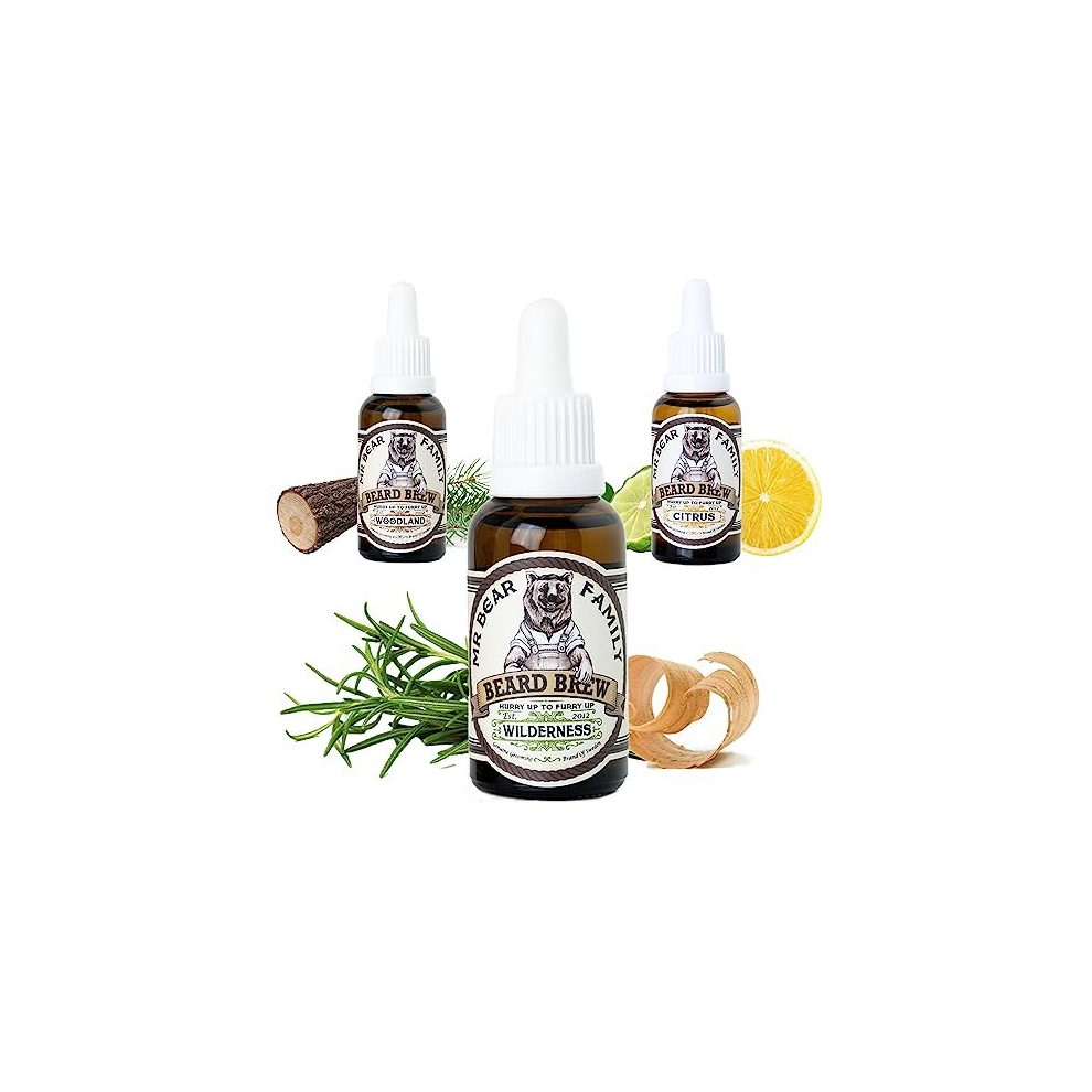 Mr Bear Family Men's Natural Beard Oil For Â Scented Beard Moisturiser Oil Contains Hydrating Jojoba + Argan Oil Â Nourishing Beard Softener For Healthier