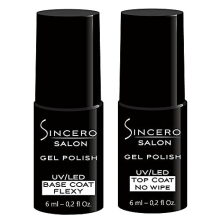 Sincero Salon- Gel Nail Polish Set Base Coat Clear and Top Coat Nail Gel Polish - Nail Strengthener For Damaged Nails - Gel Base Coat - Nail Varnish