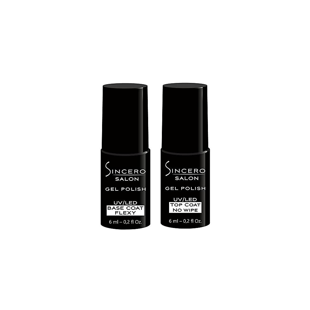 Sincero Salon - Gel Nail Polish Set Base Coat Clear And Top Coat Nail Gel Polish - Nail Strengthener For Damaged Nails - Gel Base Coat - Nail Varnish