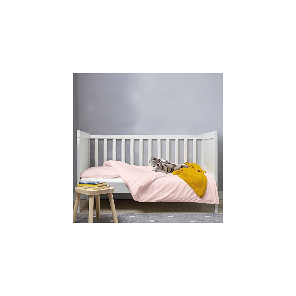 Cotton Baby Cot Bed Duvet Cover Set 100X135cm ,2Pc 400 Thread Count 100% Long Staple Cotton Luxurious Sateen Weave Cot Bedding Sets For Light/Pink Pizuna