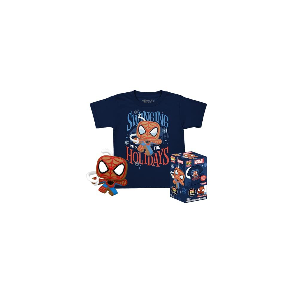 Pocket Pop! & Tee: Marvel - Spider-Man - Spidey - Gingerbread - for Children and Kids - Large - (L) - T-Shirt - Clothes With Collectable Vinyl