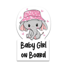 Baby on Board Sticker 6.4 x 10.2 cm Boy Girl Elephant Car Sticker for Car Rear Window Car Accessories Weatherproof Self-Adhesive R122 (Girls)
