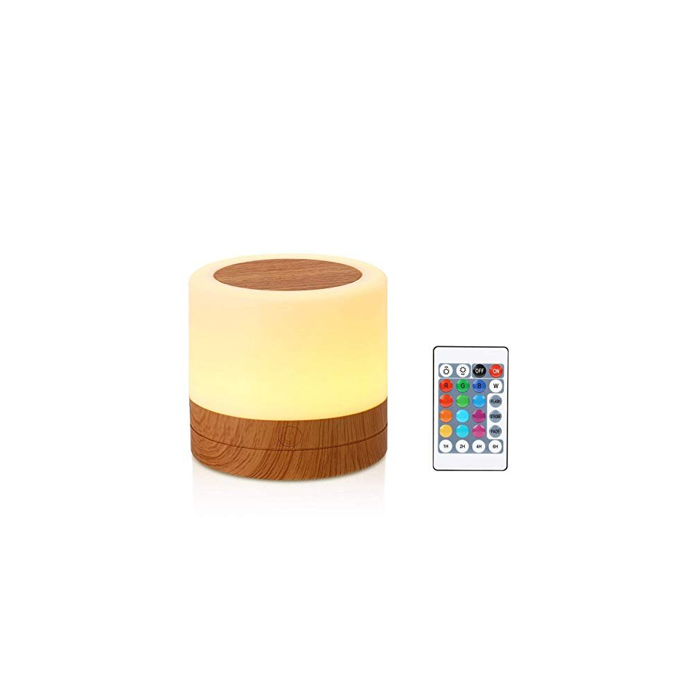 Led Nightlight, Mini Bedside Table Lamp for Baby Kids Room Bedroom Outdoor, Dimmable Eye Caring Lamp with Color Changing Touch Senor Remote Control