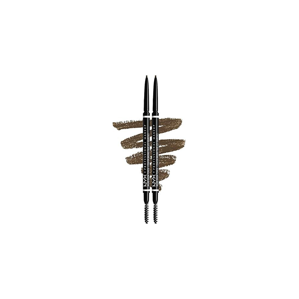 Micro Brow Pencil, Dual Ended with Mechanical Brow Pencil and Spoolie Brush, Pack of 2, Shade: Ash Brown