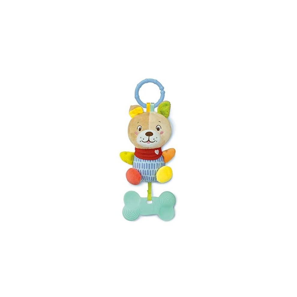 Clementoni 17443 Lovely Dog Rattle-Toddler Plush, Early Years, Infant, New Born Soft Toys Gift, 3 Months, 100% Washable, Multi-Coloured, Medio