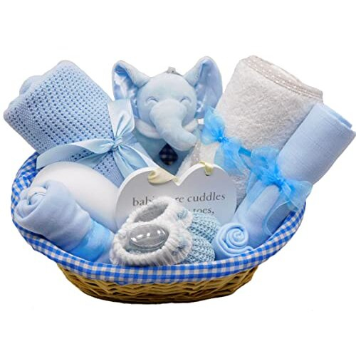 Newborn Baby Boy Gift Hamper Basket, Blue