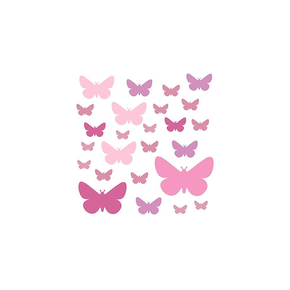 Set Of 25 Butterfly Wall Stickers Kids - Nursery Decor Easy To Apply - Decals For Bedrooms For Girls Pastel Rose Premyo