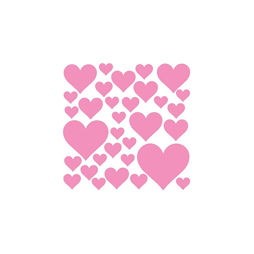 Set Of 32 Heart Wall Stickers Kids - Nursery Decor Easy To Apply - Decals For Bedrooms For Girls Rose Pink Premyo