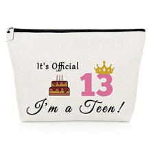 13th Gifts for Girls Happy Birthday Gifts Makeup Bag Gifts for 13 Year Old Teens Birthday Gifts Sweet Thirteen Cosmetic Bag Best Friend Daughter