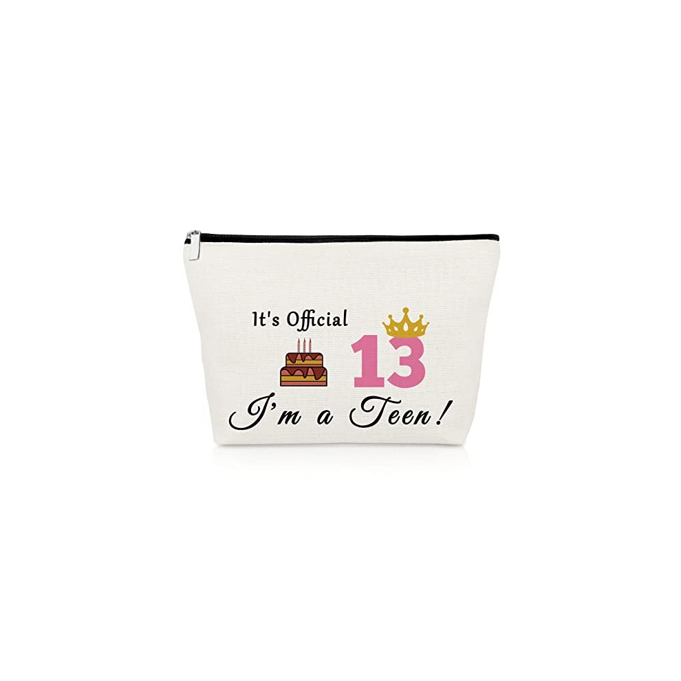 13th Gifts for Girls Happy Birthday Gifts Makeup Bag Gifts for 13 Year Old Teens Birthday Gifts Sweet Thirteen Cosmetic Bag Best Friend Daughter