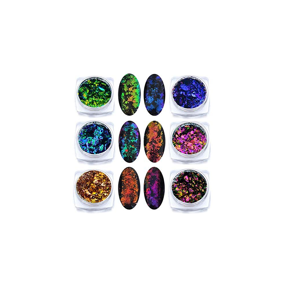 Kuka Iridescent Chameleon Nail Flakes Set Of 6 Jars