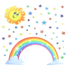 2Pcs Wall Stickers Rainbow Star Sun Wall Decal Wall Decoration Creative PVC Wall Sticker Colourful Wall Decal for Baby Children Bedrooms Living Rooms