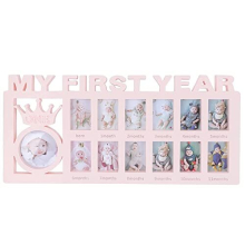 My First Year Baby Photo Frame Baby Picture Frames Album Baby Hand and Footprint Kit Keepsake Frame 1-12 Months Multi Picture Display Kit Gift for New