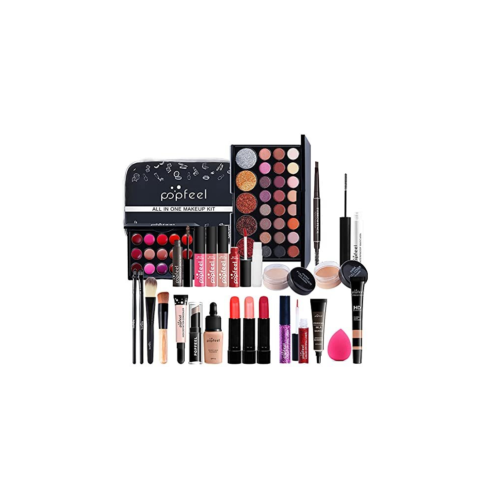 Mknzome Professional Makeup Set, 28Pcs Make Up Set With Make-Up Bag Portable Travel Makeup Kit Birthday Xmas Makeup Gift Set Eyeshadow Palette
