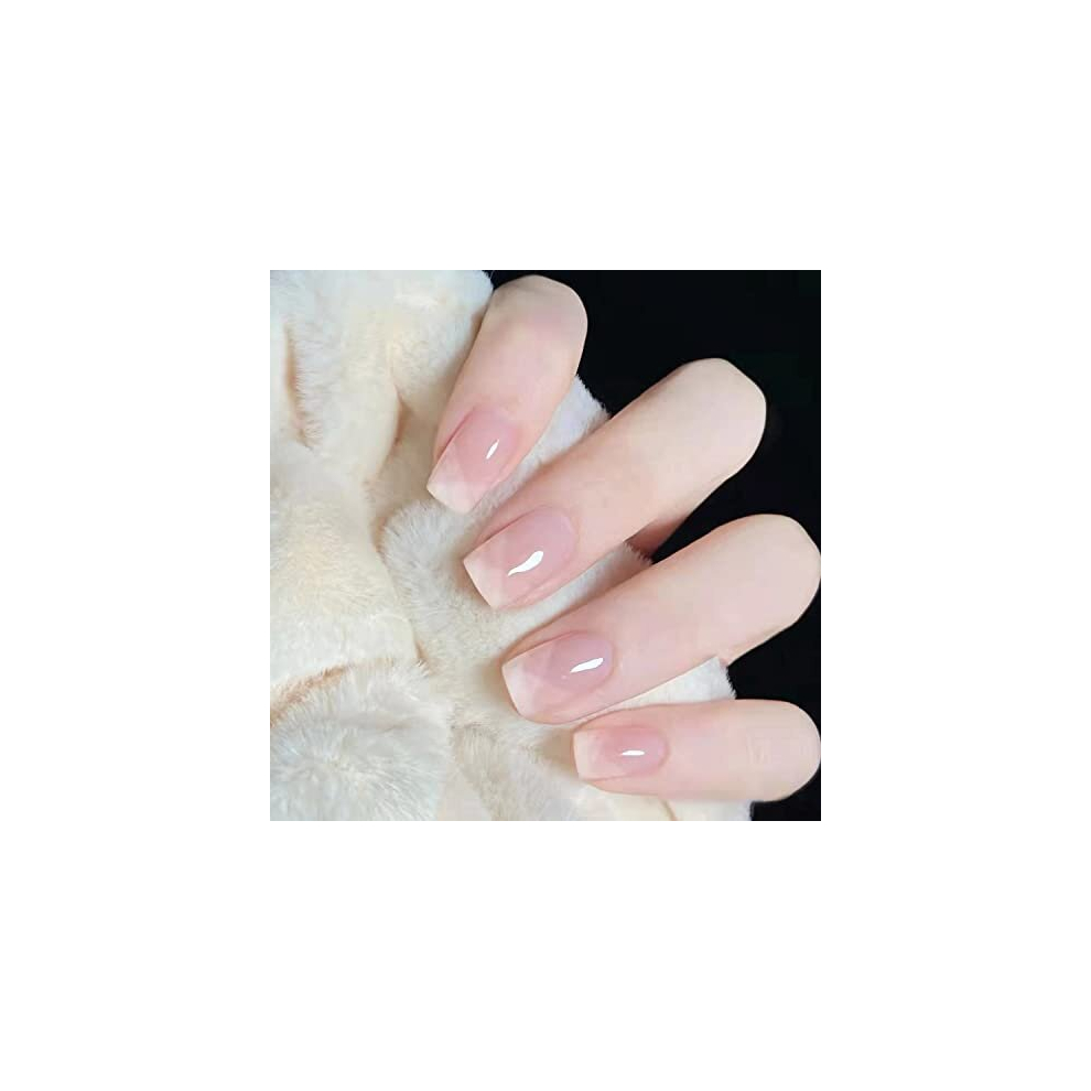 Carufin 24Pcs Square Fake Nails Glossy Press On Nails Short Acrylic False Nail Artificial Nail For Women Girls