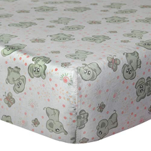Cuddles & Cribs 1 Pack GOTS Certified Organic Cotton Fitted Crib Sheet - Happy Elephant