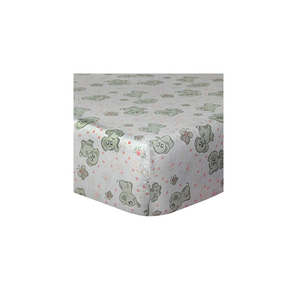 Cuddles & Cribs 1 Pack GOTS Certified Organic Cotton Fitted Crib Sheet - Happy Elephant